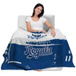 personalized kansas city royals paint strokes royal blue white blanket latest model