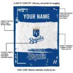 personalized kansas city royals paint strokes royal blue white blanket new arrival