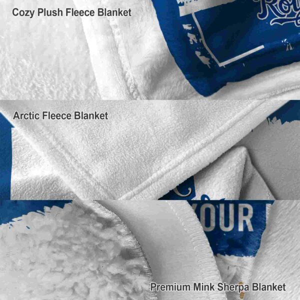 personalized kansas city royals paint strokes royal blue white blanket premium grade
