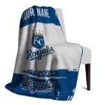 personalized kansas city royals paint strokes royal blue white blanket top rated