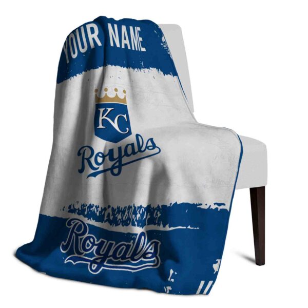 personalized kansas city royals paint strokes royal blue white blanket top rated