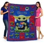 personalized kansas jayhawks baby yoda blue blanket fashion forward