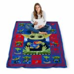 personalized kansas jayhawks baby yoda blue blanket high quality