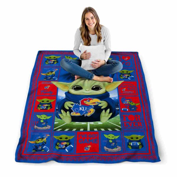 personalized kansas jayhawks baby yoda blue blanket high quality