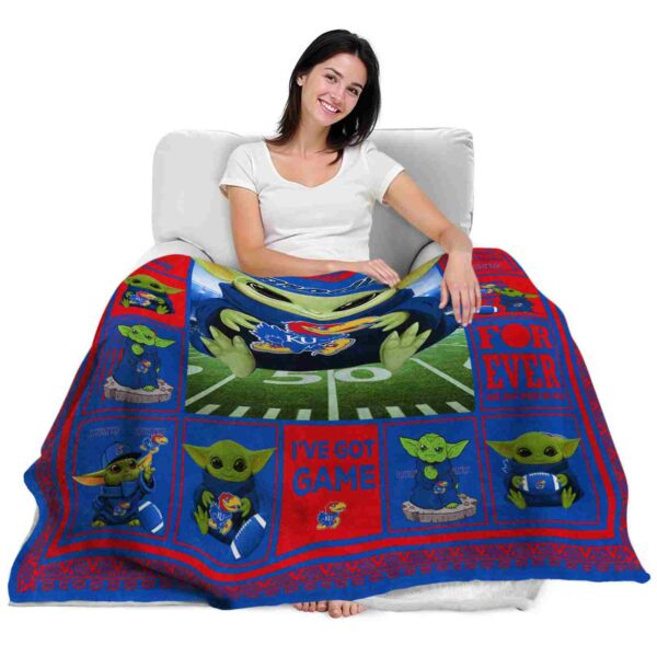 personalized kansas jayhawks baby yoda blue blanket latest model