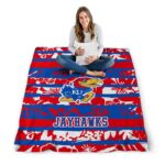 personalized kansas jayhawks floral stripes blue white blanket high quality