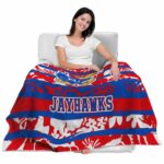 personalized kansas jayhawks floral stripes blue white blanket latest model