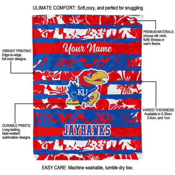 personalized kansas jayhawks floral stripes blue white blanket new arrival