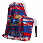 personalized kansas jayhawks floral stripes blue white blanket top rated