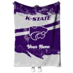 personalized kansas state wildcats grunge streaks purple blanket best selling