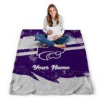 personalized kansas state wildcats grunge streaks purple blanket best selling