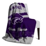 personalized kansas state wildcats grunge streaks purple blanket best selling