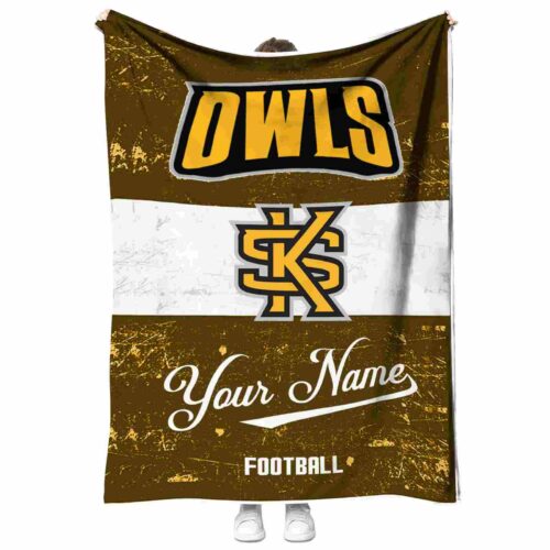 personalized kennesaw state owls grunge texture gold white blanket best selling