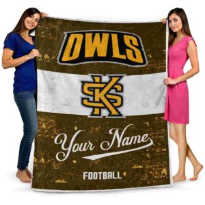 personalized kennesaw state owls grunge texture gold white blanket fashion forward