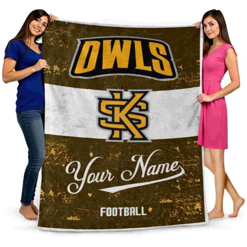 personalized kennesaw state owls grunge texture gold white blanket fashion forward