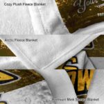 personalized kennesaw state owls grunge texture gold white blanket best selling
