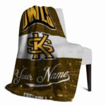 personalized kennesaw state owls grunge texture gold white blanket best selling