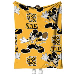 personalized kennesaw state owls mickey gold blanket best selling