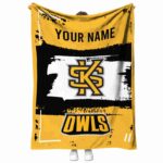 personalized kennesaw state owls paint strokes gold white blanket best selling