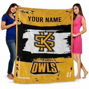 personalized kennesaw state owls paint strokes gold white blanket fashion forward