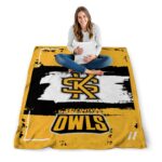 personalized kennesaw state owls paint strokes gold white blanket best selling
