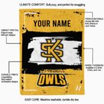 personalized kennesaw state owls paint strokes gold white blanket best selling