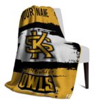 personalized kennesaw state owls paint strokes gold white blanket best selling