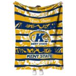 personalized kent state golden flashes floral stripes navy blue white blanket best selling