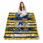 personalized kent state golden flashes floral stripes navy blue white blanket best selling