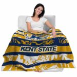 personalized kent state golden flashes floral stripes navy blue white blanket best selling