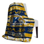 personalized kent state golden flashes floral stripes navy blue white blanket best selling