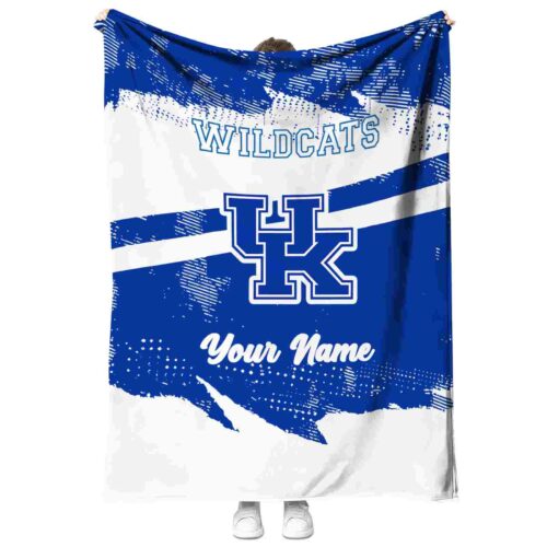 personalized kentucky wildcats grunge streaks blue blanket best selling