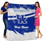 personalized kentucky wildcats grunge streaks blue blanket fashion forward