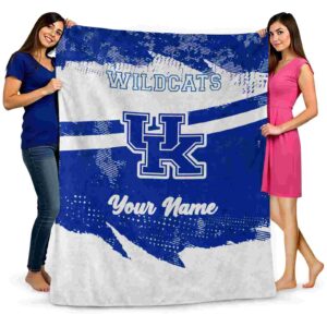 personalized kentucky wildcats grunge streaks blue blanket fashion forward