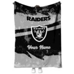 personalized las vegas raiders grunge streaks black blanket best selling