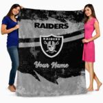 personalized las vegas raiders grunge streaks black blanket best selling