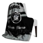 personalized las vegas raiders grunge streaks black blanket best selling