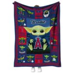 personalized los angeles angels baby yoda blue blanket best selling