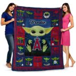 personalized los angeles angels baby yoda blue blanket fashion forward