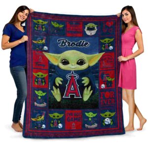 personalized los angeles angels baby yoda blue blanket fashion forward