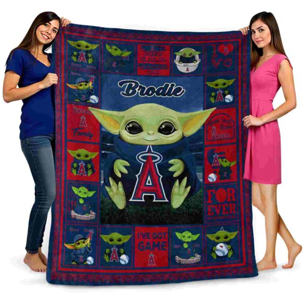 personalized los angeles angels baby yoda blue blanket fashion forward