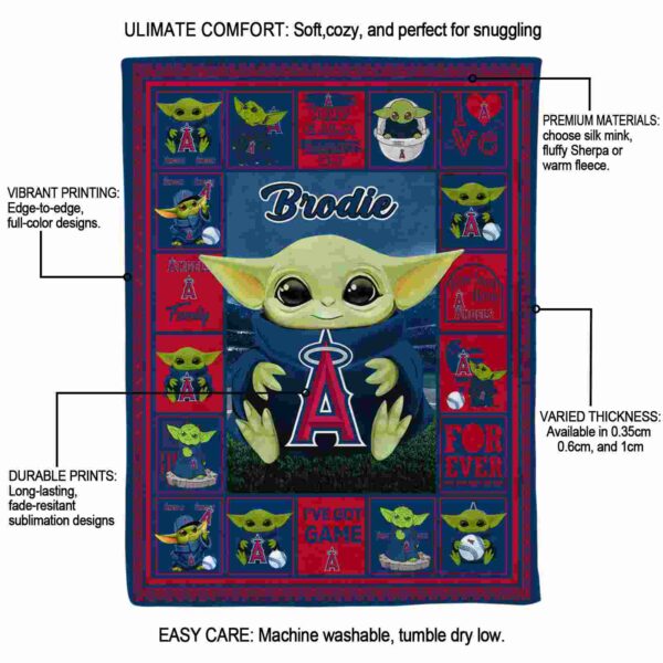 personalized los angeles angels baby yoda blue blanket new arrival