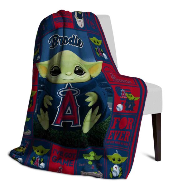 personalized los angeles angels baby yoda blue blanket top rated