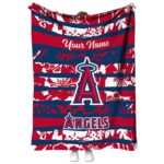personalized los angeles angels floral stripes blue white blanket best selling