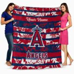 personalized los angeles angels floral stripes blue white blanket fashion forward