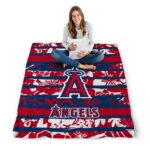 personalized los angeles angels floral stripes blue white blanket high quality