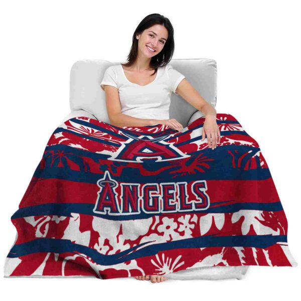 personalized los angeles angels floral stripes blue white blanket latest model