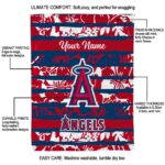 personalized los angeles angels floral stripes blue white blanket new arrival