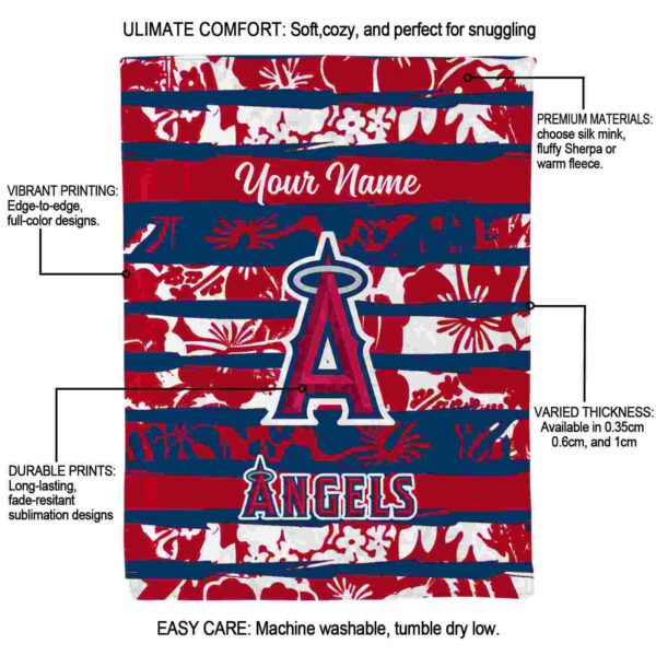 personalized los angeles angels floral stripes blue white blanket new arrival