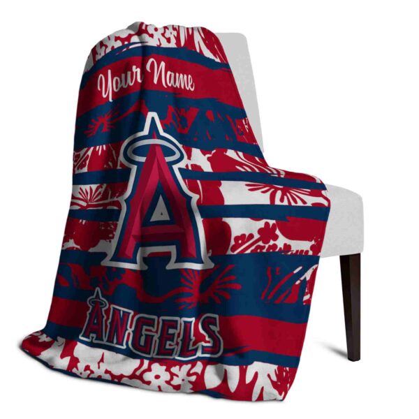 personalized los angeles angels floral stripes blue white blanket top rated